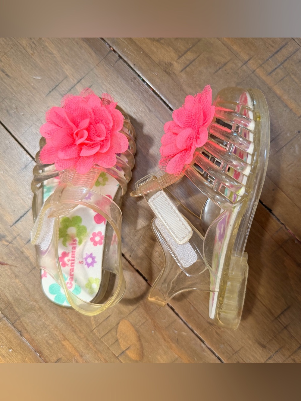 Garanimals Clear Jelly Sandals with Bright Pink Flower